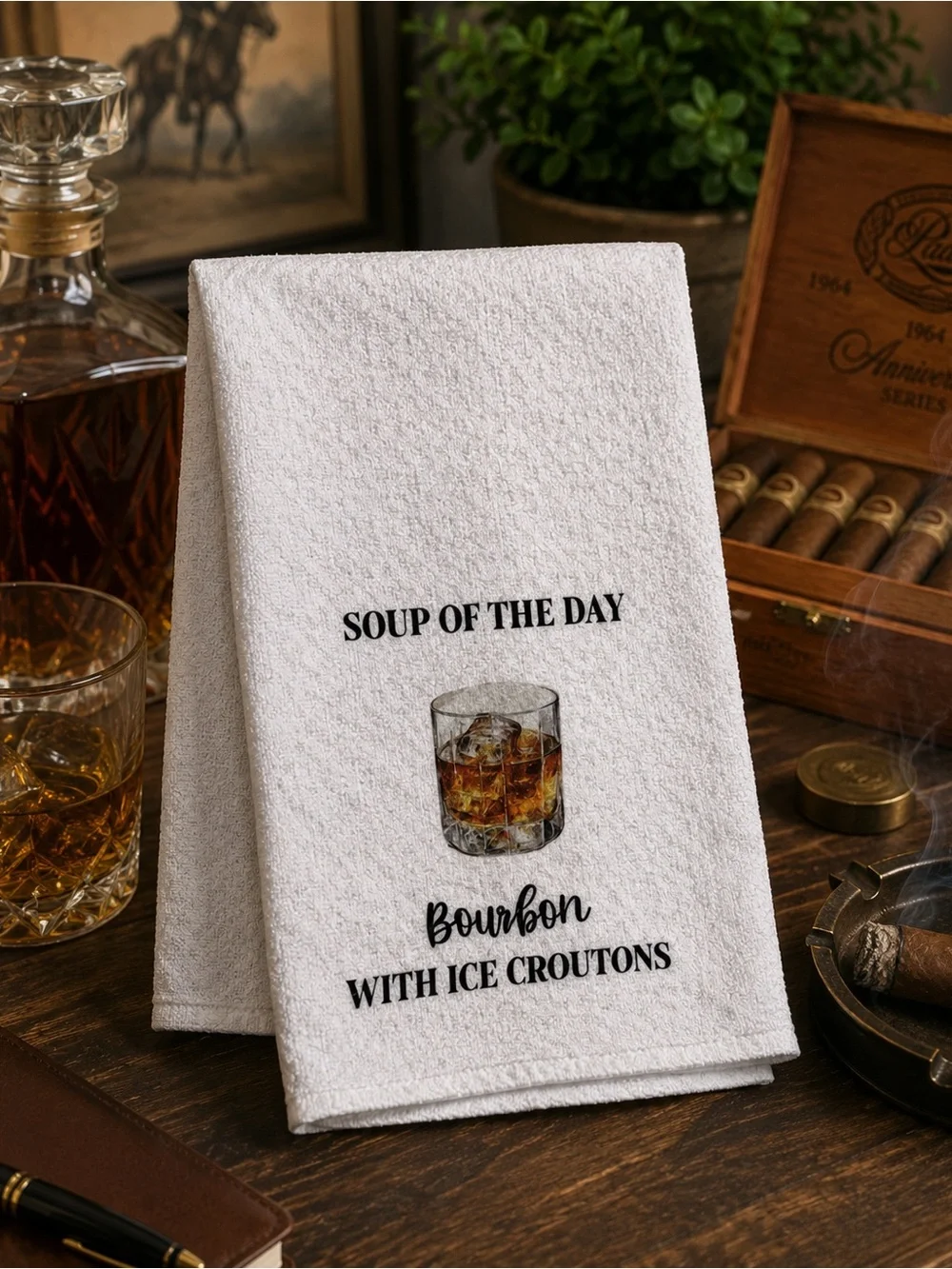 Bourbon 'Soup of the Day' White Kitchen Tea Towel